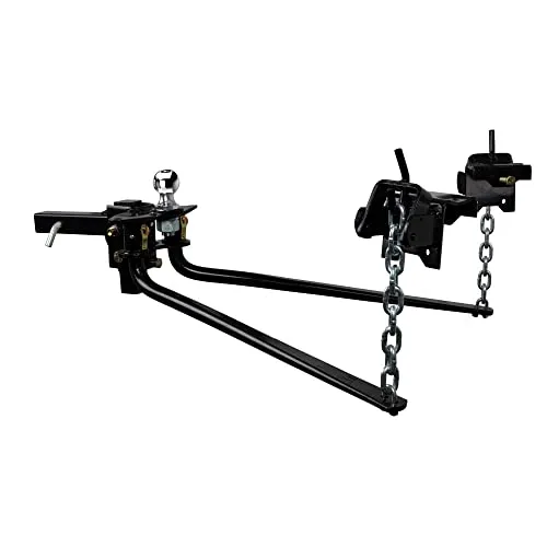Fastway Connect weight distribution hitch head with round spring bar arms and hardened steel chains for the trailer frame hooks