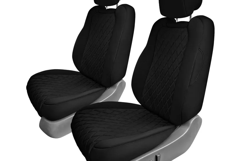 FH Group black Ultraflex neoprene custom fit front seat covers for a 2022 to 2026 Nissan Frontier
