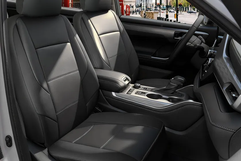 GIANT PANDA black faux leather front seat covers installed on the front seats of a Ram 2500