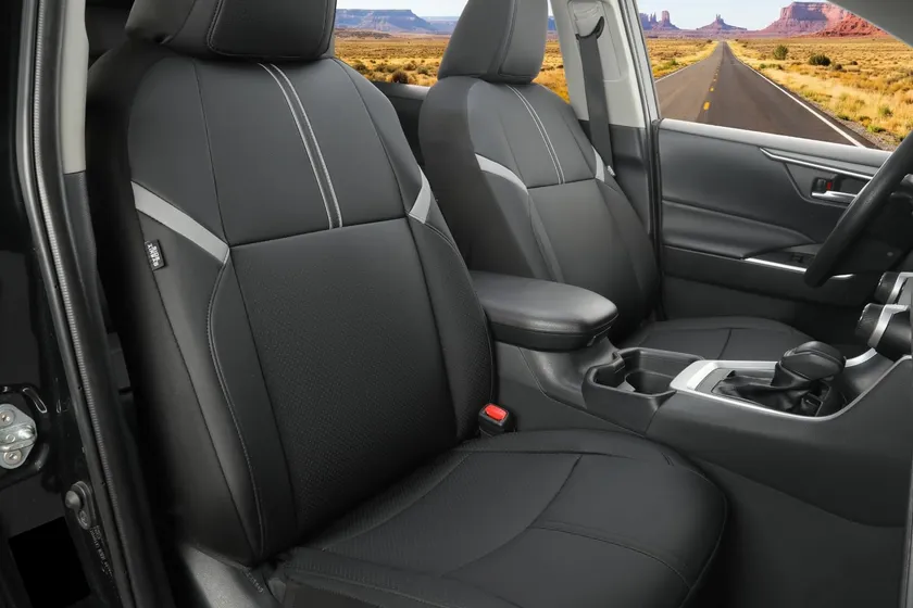 GIANT PANDA custom fit faux leather RAV4 seat covers with no-removal installation design on Toyota RAV4 seats