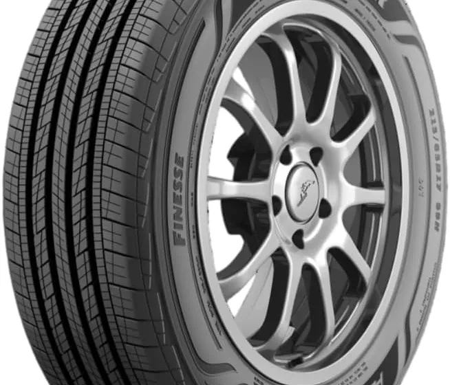 Goodyear Assurance Finesse all-season tire showing its quiet ride tread pattern and black sidewall