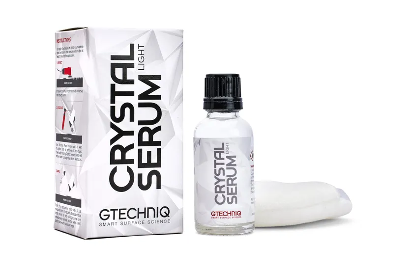 Gtechniq Crystal Serum Light ceramic coating bottle in its retail box with applicator
