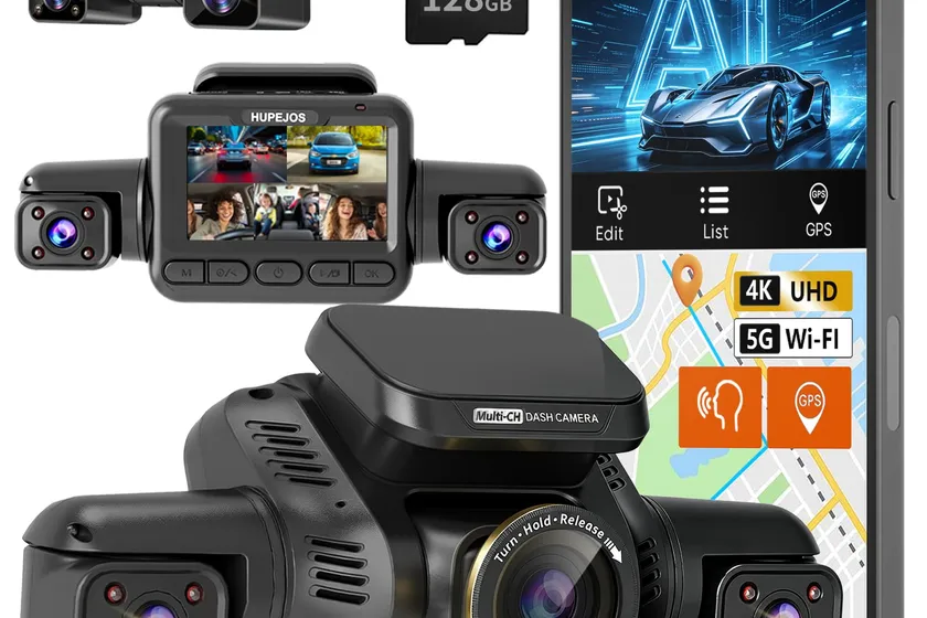HUPEJOS five-channel 360 dash cam with AI driver monitor system and 4K front camera