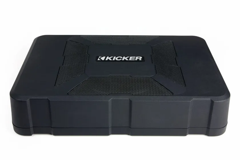 Kicker 11HS8 Hideaway compact 8 inch powered subwoofer enclosure with built-in amplifier for under-seat mounting
