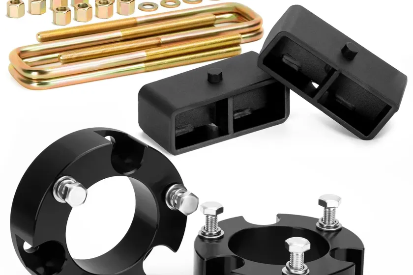 KSP 3 inch front and 2 inch rear Tacoma lift kit with forged aluminum strut spacers, rear blocks and U-bolts