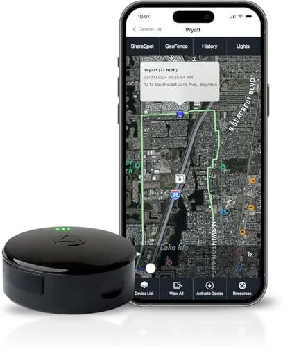LandAirSea 54 compact black magnetic GPS tracker puck for vehicles