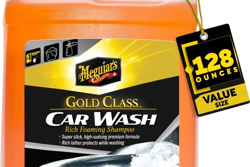 One gallon jug of Meguiar's Gold Class car wash shampoo and conditioner