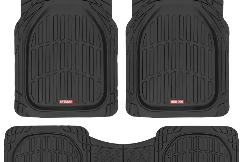 Motor Trend FlexTough black deep dish universal rubber floor mats for trucks and SUVs