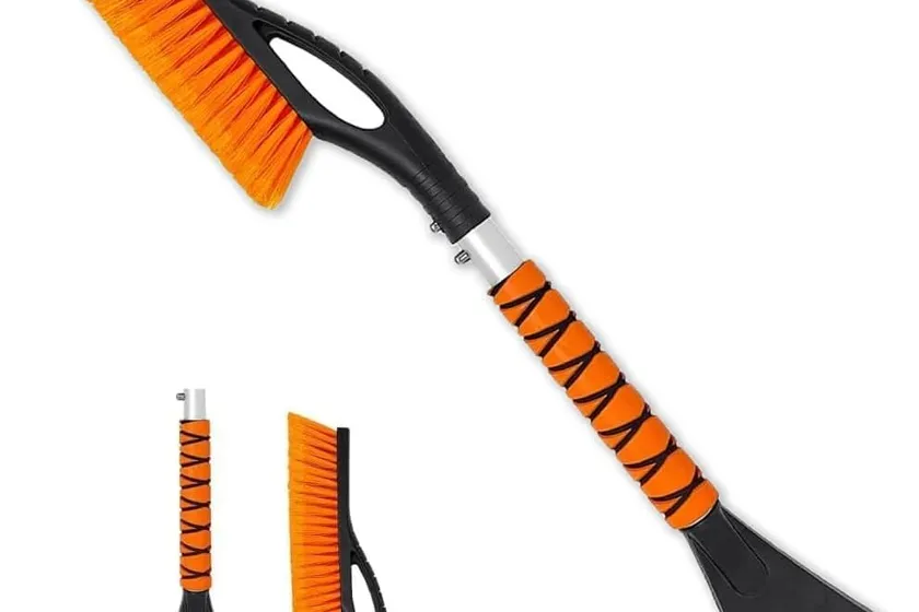 PLACHIDAY 27 inch detachable snow brush and ice scraper with a foam grip handle