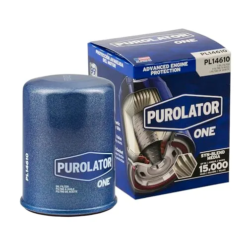 Blue Purolator PL14610 PurolatorONE spin-on oil filter shown from the side