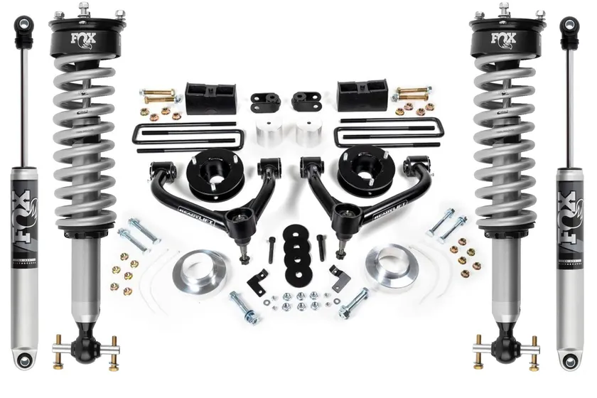 ReadyLIFT SST 4 inch lift kit bundled with Fox 2.0 Performance Series shocks for the Chevy Silverado 1500 and GMC Sierra 1500 4WD
