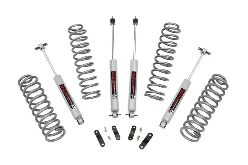 Rough Country 2.5 inch Jeep Wrangler JK Unlimited lift kit with N3 shocks and lifted coil springs