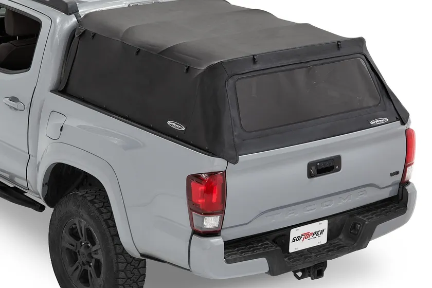 Black Softopper collapsible soft topper installed on a Toyota Tacoma short bed