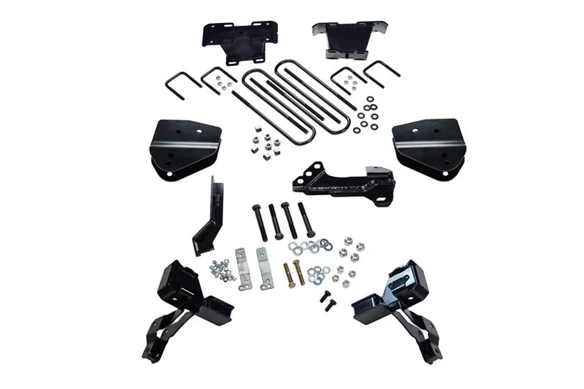 Superlift K163 4 inch complete lift kit with coil spring spacers and shock extension brackets for the Ford F-250 Super Duty