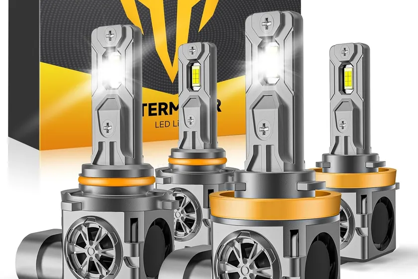Termitor New-Gen LED bulb combo with two H11 and two 9005 bulbs in compact copper and aluminum bodies