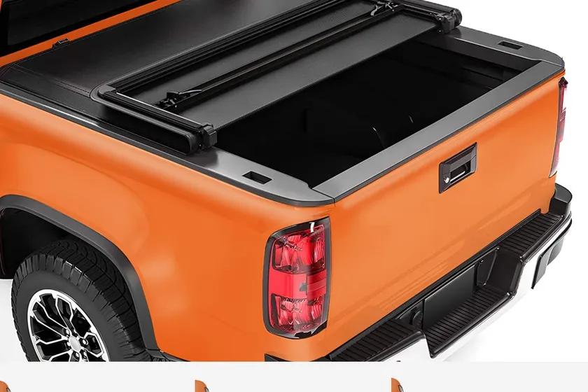 TIPTOP TPX3 soft tri-fold tonneau cover on the bed of a Chevy Colorado