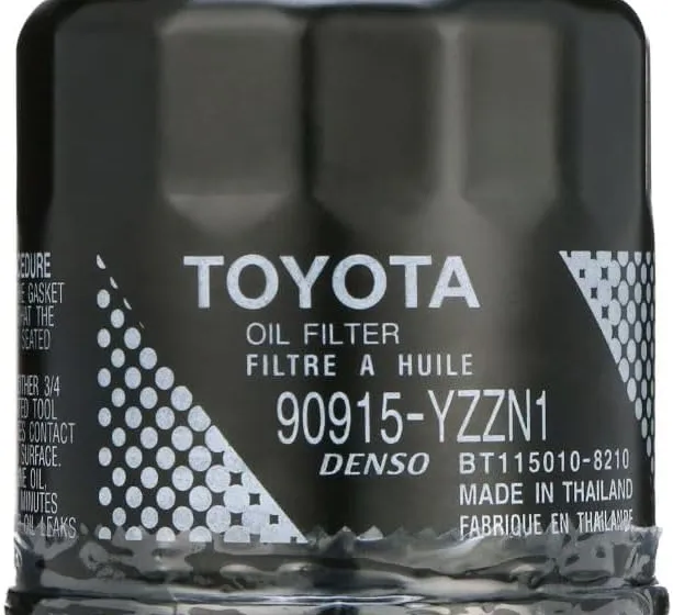 Toyota Genuine 90915-YZZN1 spin-on oil filter with the factory Toyota part label