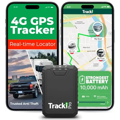 Tracki Pro black long battery GPS tracker with magnetic case for cars and trailers