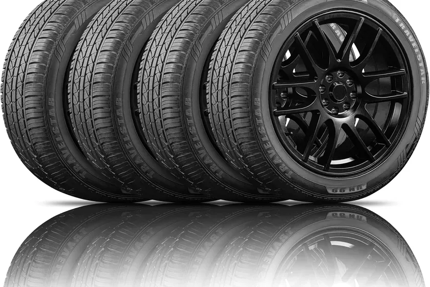 Travelstar UN99 all-season radial tire showing four wide circumferential drainage channels and a center rib