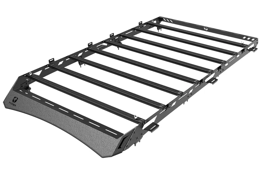 Tyger Auto full platform roof rack with black powder coated slats mounted on a fifth generation Toyota 4Runner