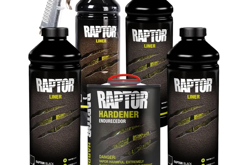 U-POL Raptor 0820VG four quart 2K urethane spray-on bed liner kit with included spray gun