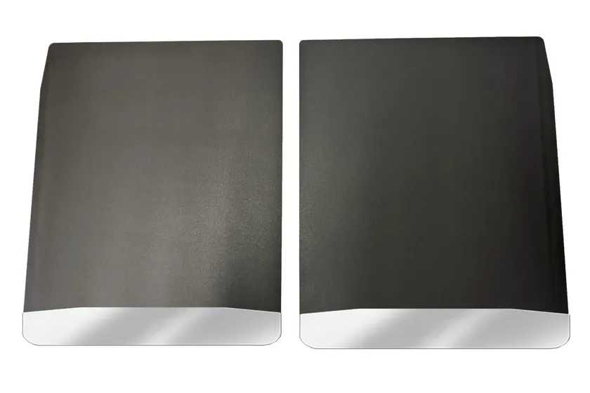 UltimateFlap 20-inch rear dually rubber mud flap with a stainless steel weighted bar along the bottom edge