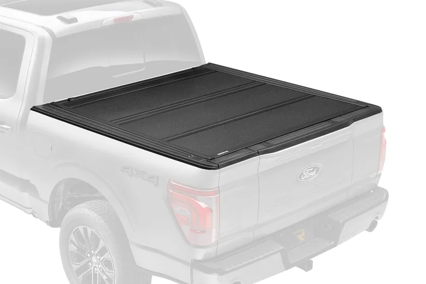UnderCover ArmorFlex hard folding tonneau cover with textured matte panels on a Ford F-150