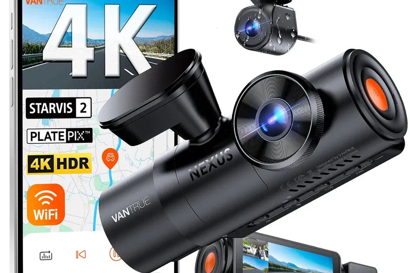 Vantrue N4 Pro S three channel truck dash cam with front, cabin, and rear cameras