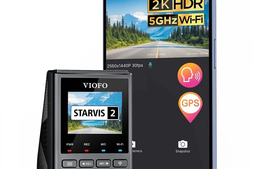 VIOFO A119 Mini 2 dash cam with STARVIS 2 sensor, mount and rear screen visible