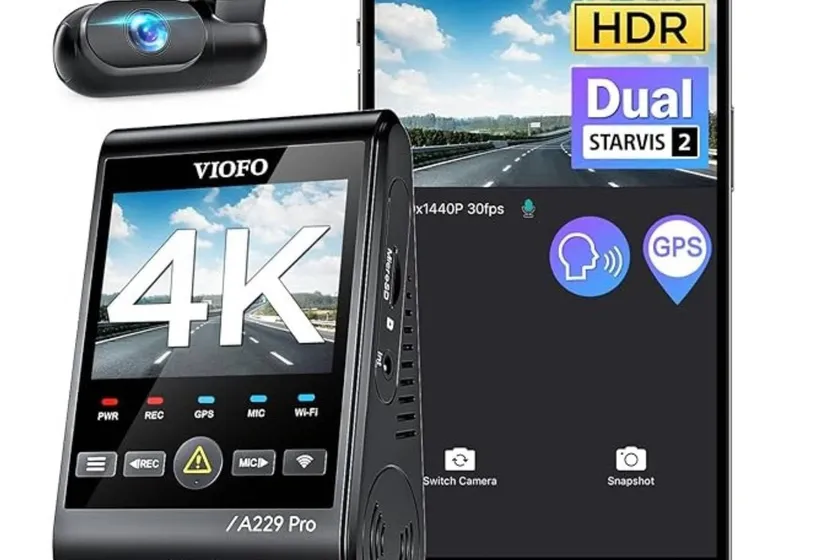 VIOFO A229 Pro front dash cam unit with separate rear camera and mounting accessories