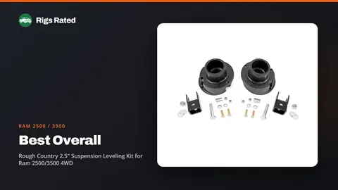 Rough Country 2.5" Suspension Leveling Kit for Ram 2500/3500 4WD, the best overall in our ram 2500 / 3500 guide, on a Rigs Rated backdrop