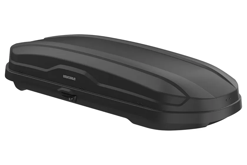 Yakima SkyBox NX 18 long black rooftop cargo box with dual-sided opening
