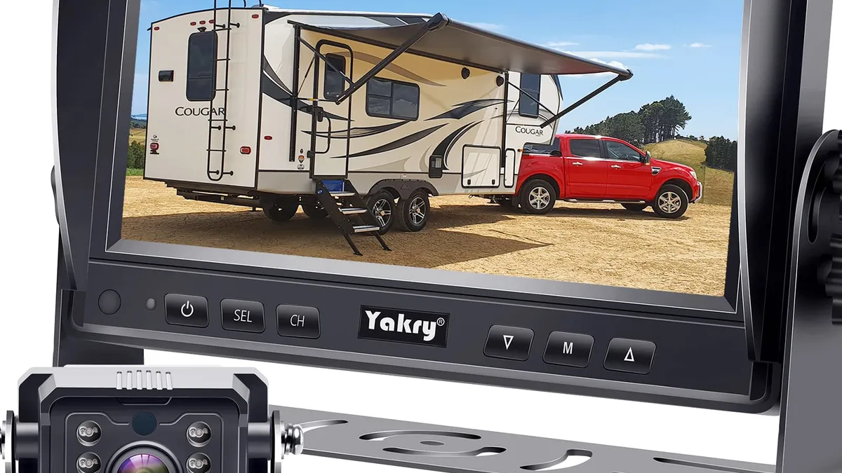 Truck backup camera kit with a 7 inch dash monitor and a waterproof rear camera