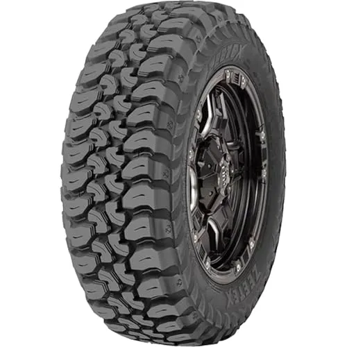 Zeetex MT1000 mud terrain tire in a 35 inch size, showing a black sidewall and deep open tread blocks
