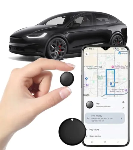 zxhtqtx F08 small graphite black Bluetooth vehicle tracker tag that works with Find My and Find Hub